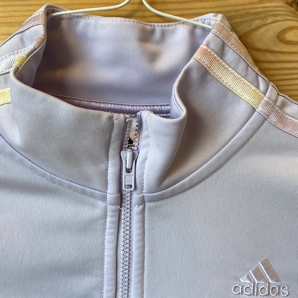 Girls Adidas track jacket. Pastel purple with rainbow stripes. - Picture 5 of 16